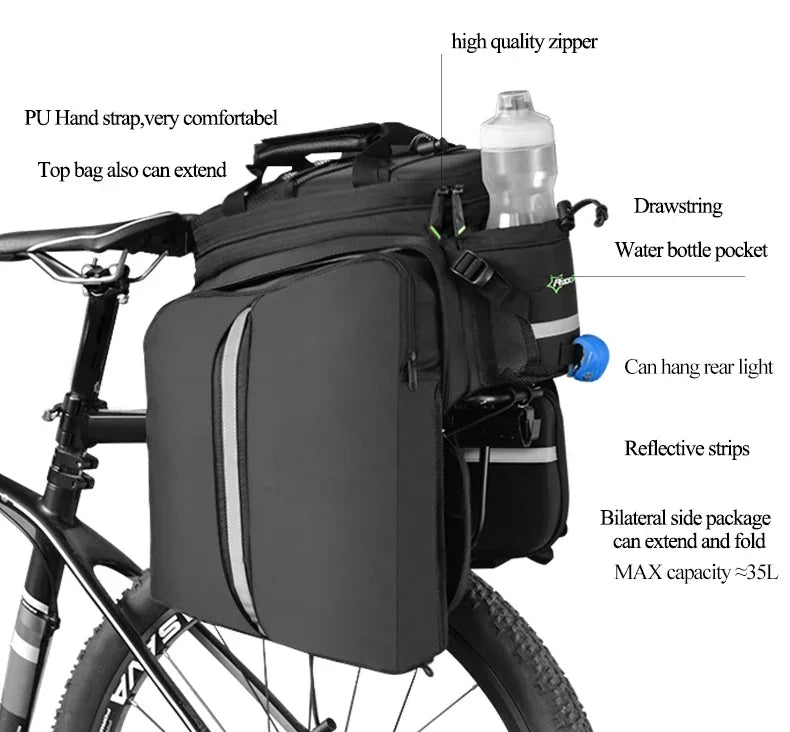 ROCKBROS Fahrradtasche 2-in-1 Reisefotografie Sport Fitness Umhängetasche PU Fahrradgepäckträger Rücksitz Aufbewahrungsbox Fahrradausrüstung