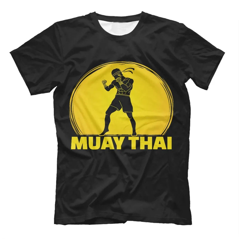 Herren Boxen Muay Thai T-Shirt Mode Sommer Oversized T-Shirts Casual Herren Fitnessstudio Fitness Kampf Training Sportbekleidung