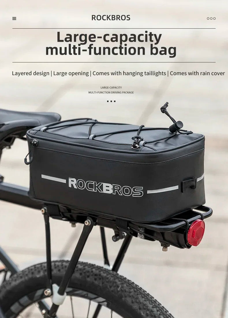 ROCKBROS Fahrradtasche 2-in-1 Reisefotografie Sport Fitness Umhängetasche PU Fahrradgepäckträger Rücksitz Aufbewahrungsbox Fahrradausrüstung
