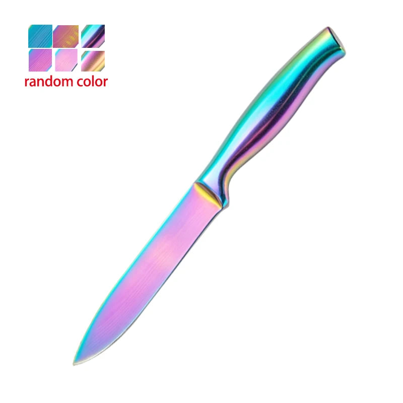 BAFENGS Rainbow Stainless Steel Kitchen Knife Set