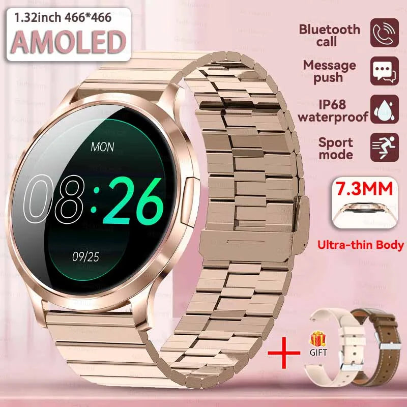 2025 NEW Smart Watch Women 1.32"AMOLED Sport Fitness Bracelet Custom Dial Watches Men Heart Rate  Bluetooth Call lady Smartwatch