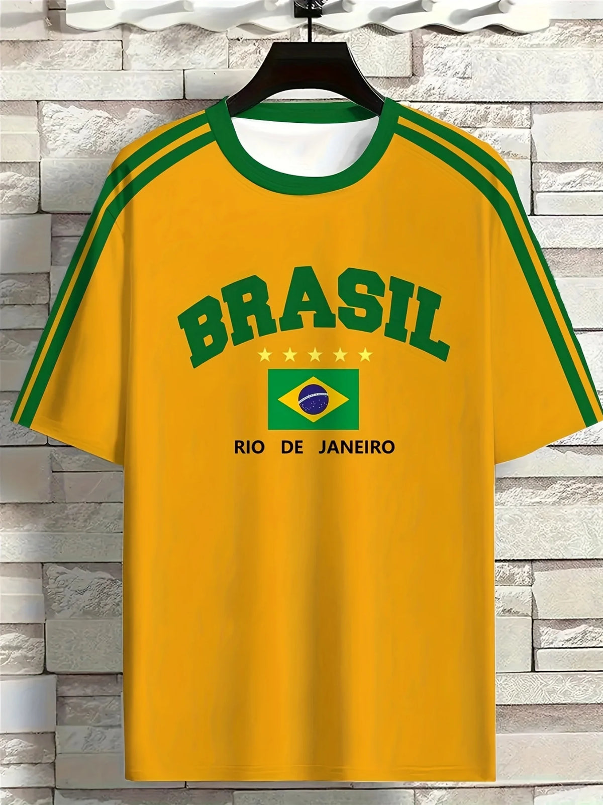 Summer Men's T-shirt with Brazilian print crewneck Casual and comfortable T-shirt as a gift Outdoor short-sleeved summer T-shirt