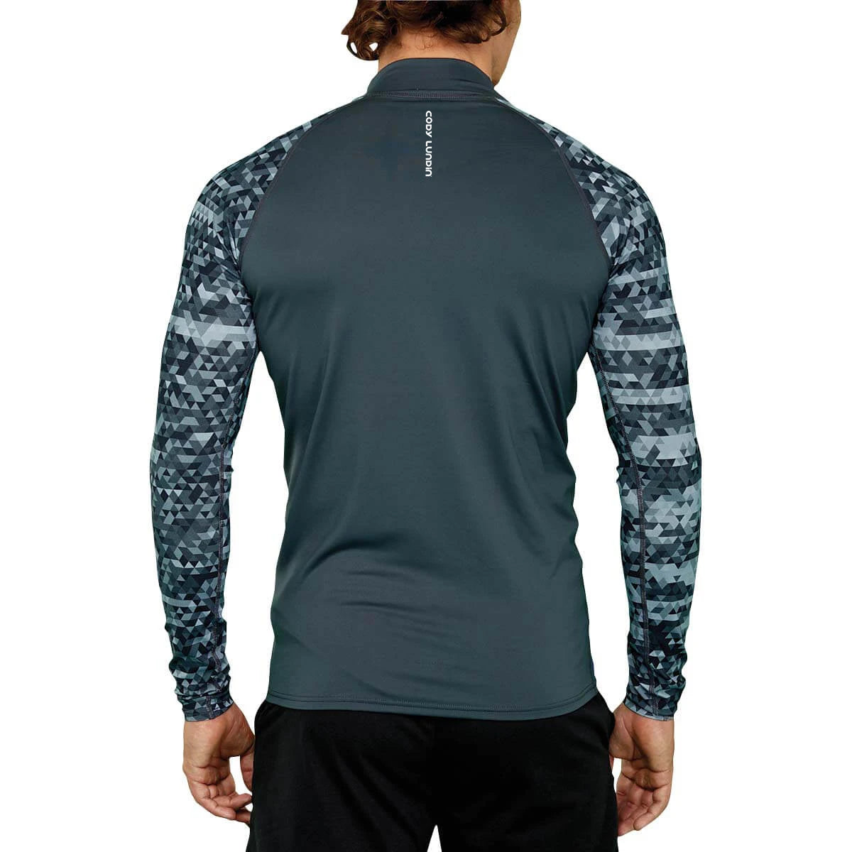 Herren UPF 50+ Kompressions-Rollkragen-Schwimm-Trainingsshirt Fitnessstudio Fitness-T-Shirt Surf-Sport-Rashguard Individuelles Logo Angel-Oberteil