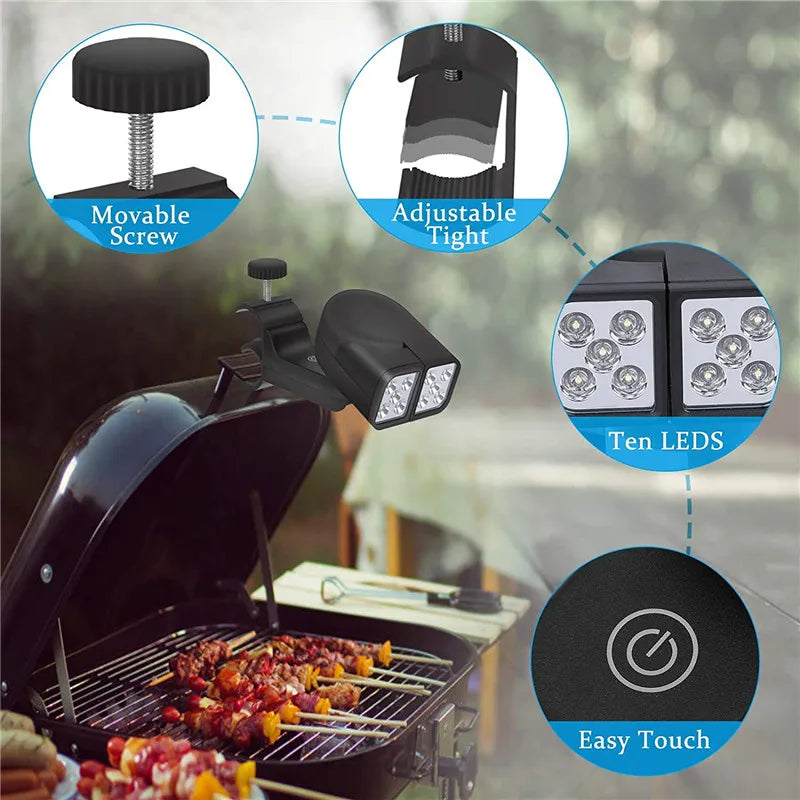 Tragbare BBQ Grillleuchte LED-Licht Taschenlampe Beleuchtungslampe mit Griffhalterungsclip für Barbecue Grillen Outdoor-Zubehör