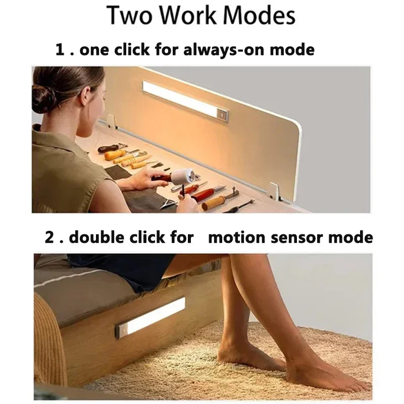 Luces LED con sensor de movimiento PIR, lámpara recargable, decoración de dormitorio, luz de noche regulable, lámparas para armario, escaleras, iluminación para habitación o bar