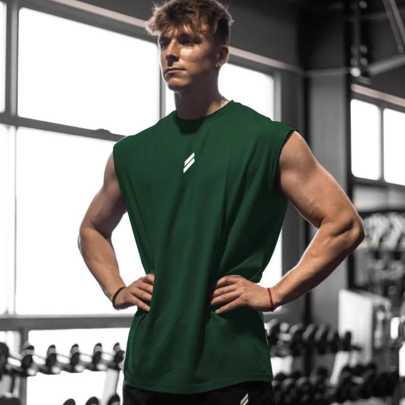 NewSummer Fitness Sport Tank Top Herren Atmungsaktiv Locker Sitzen Training Ärmelloses T-Shirt Schnelltrocknende Weste Herren Fitness Kleidung