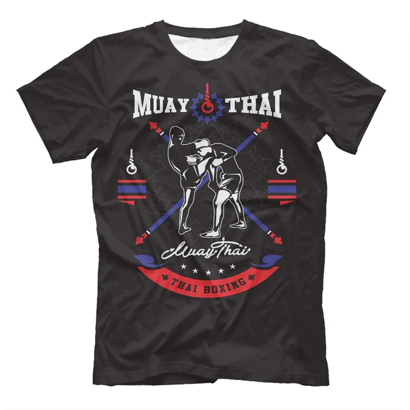 Herren Boxen Muay Thai T-Shirt Mode Sommer Oversized T-Shirts Casual Herren Fitnessstudio Fitness Kampf Training Sportbekleidung