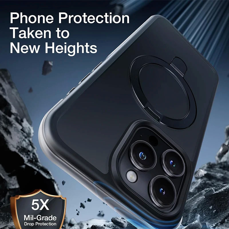 Durchsichtige magnetische Handyhülle mit Ring-Ständer für iPhone 16 15 14 Pro Max Plus 13 12 11 Handyhüllen Slim Cover