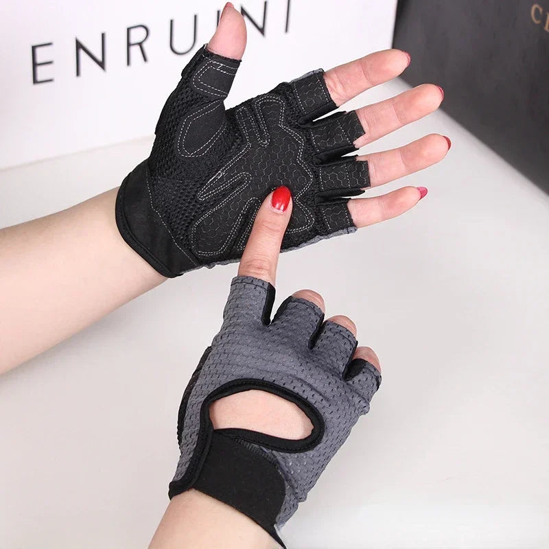 Turnhalle Handschuhe Frauen Männer Gewichtheben Fitness Handschuhe Fingerlos Atmungsaktiv Rutschfeste Gelpolster Bodybuilding Training Hanteln Handschuhe