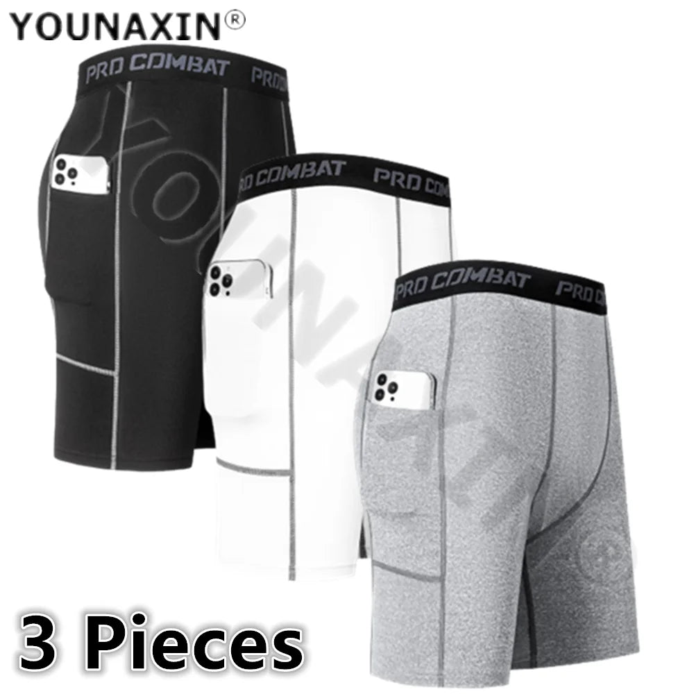 3 Stk. Herrenunterwäsche Boxershorts Lange Unterhosen Sport-Shorts mit Tasche Fitness Training Laufen Unterhosen S M L XL 2XL 3XL