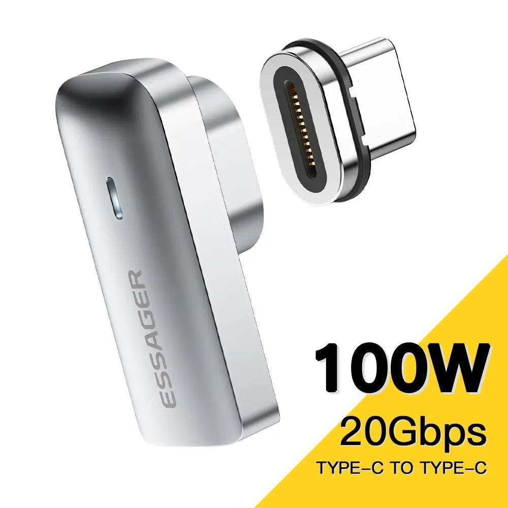 Essager PD 100W Magnetischer USB C OTG Adapter Schnellladung Typ C Magnetischer Anschluss 20Gbp Datensynchronisation 4K@60Hz für Macbook Laptop