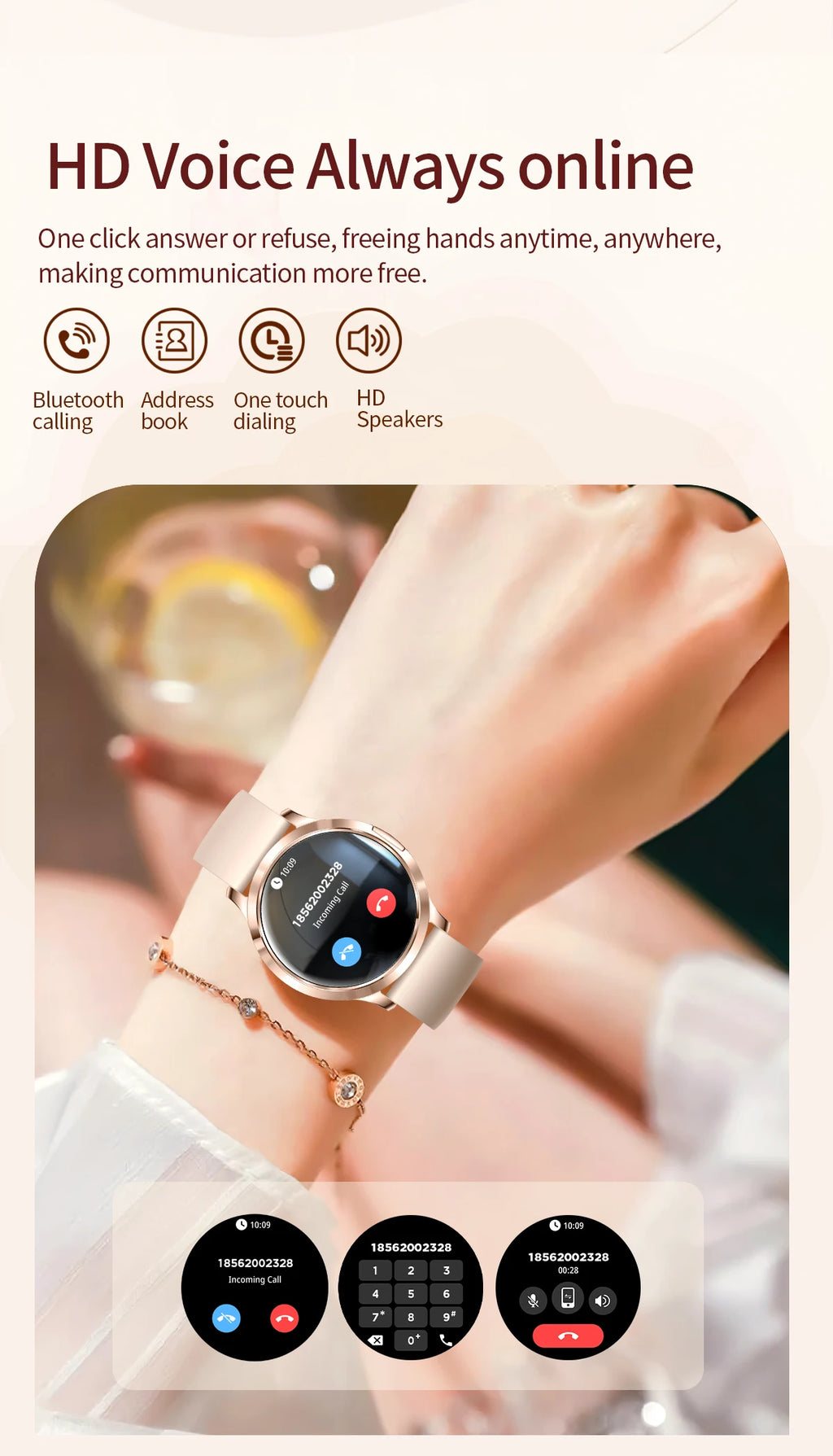 2025 NEU Smartwatch Damen 1,32"AMOLED Sport Fitness Armband Benutzerdefiniertes Zifferblatt Uhren Herren Herzfrequenz Bluetooth Anruf Damen Smartwatch