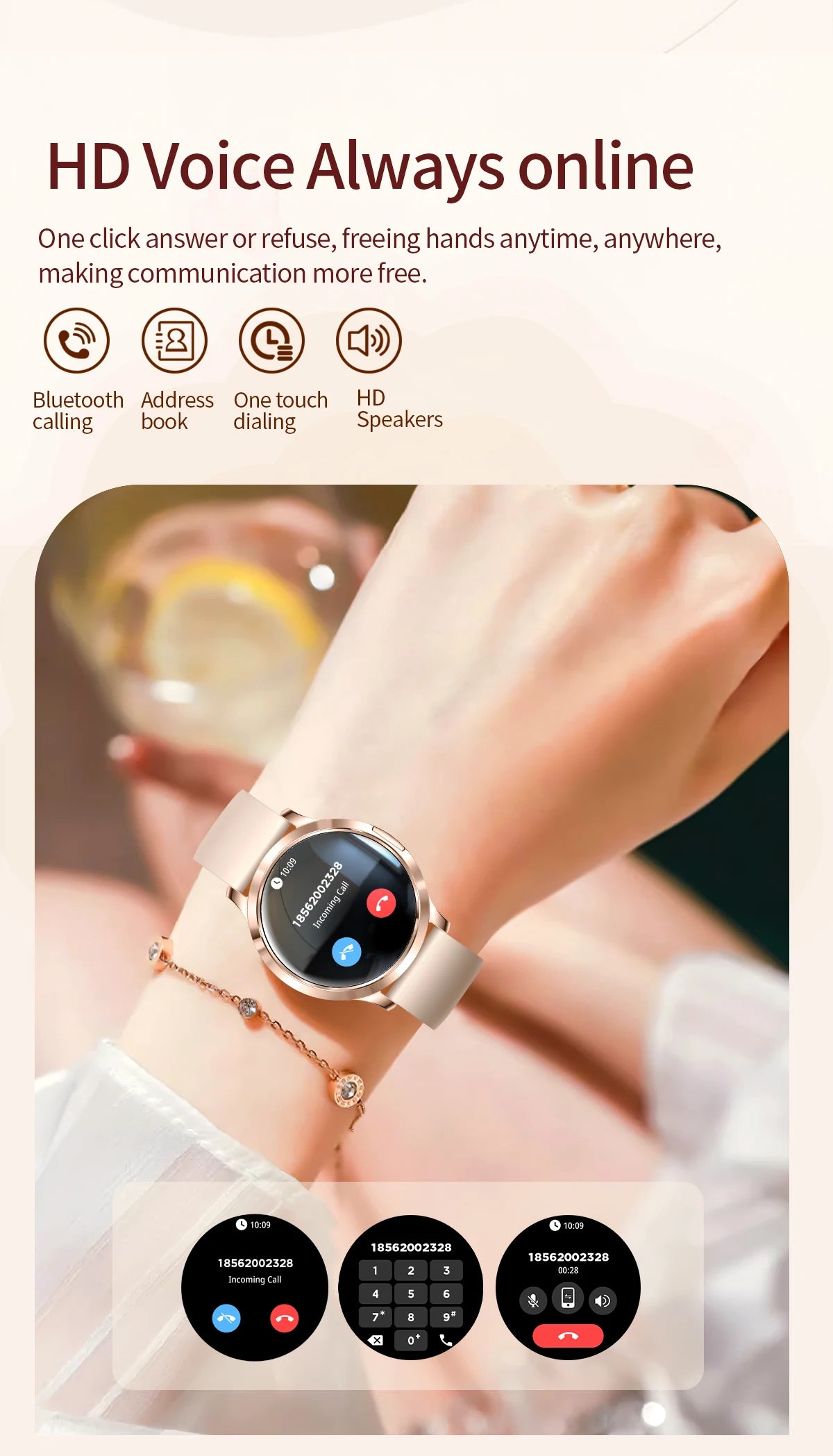 2025 NEU Smartwatch Damen 1,32"AMOLED Sport Fitness Armband Benutzerdefiniertes Zifferblatt Uhren Herren Herzfrequenz Bluetooth Anruf Damen Smartwatch