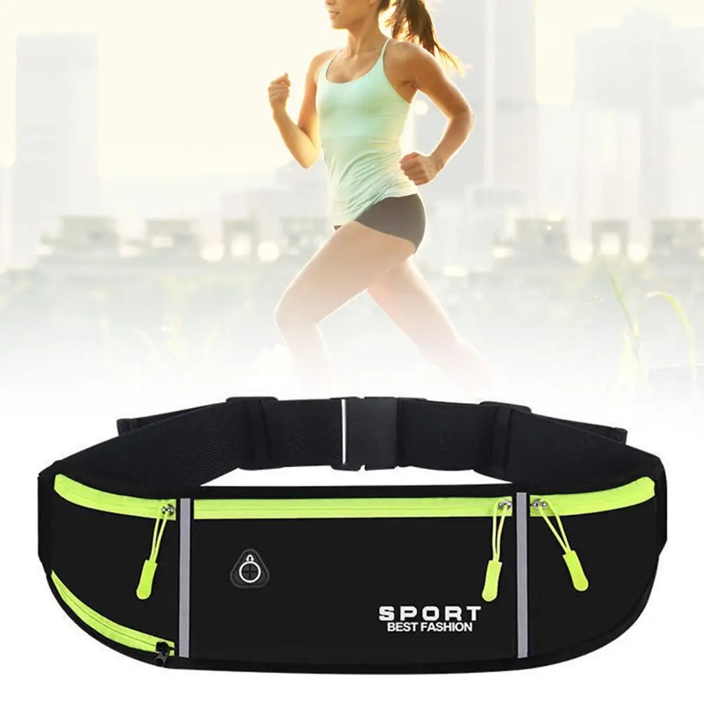 Running Waist Bag Sports Outdoor Jogging Marathon & Fitness Adjustable Waist Bag With Water Bottle Holder Zipper Pockets
