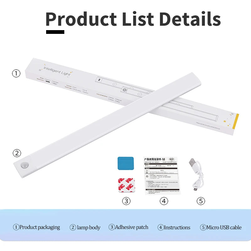 Bewegungssensor Nachtlicht USB Wiederaufladbar Kabellose Lampe Unterbauleuchten LED für Küchenschrank Schlafzimmer Kleiderschrank Beleuchtung