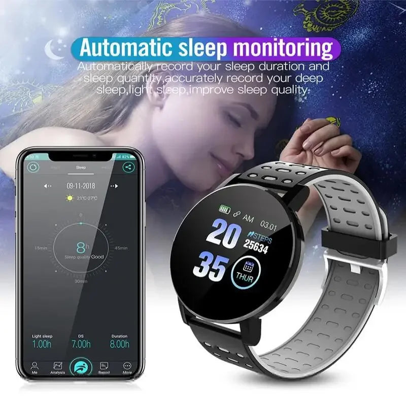 Smartwatch LED Digitaluhr Wasserdichte Smartwatch 1,44" Bildschirm Full Touch Smartband Herzfrequenzmesser Fitness Tracker Uhr