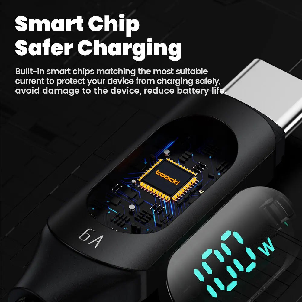 Toocki 100W USB Typ C Kabel für Huawei Honor Xiaomi Samsung SuperCharge Schnellladekabel USB C Datenkabel 1m 2m