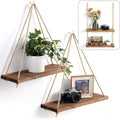 1PCS decoración de pared, cuerda colgante, maceta, estante de almacenamiento, estante de madera para colgar en la pared, decoración colgante, decoración del hogar