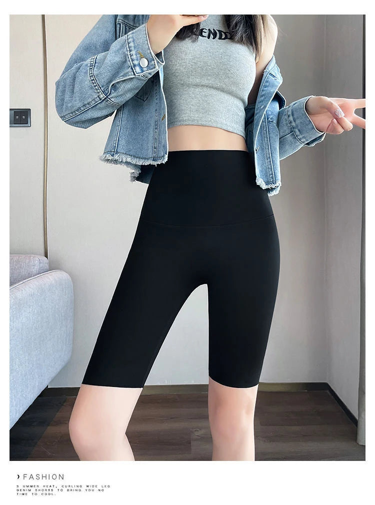 BIVIGAOS Liquid Cycling Shorts Women Honeycomb High Waist Tummy Control Butt Lifter Seamless Fitness Sports Biker Short Leggings
