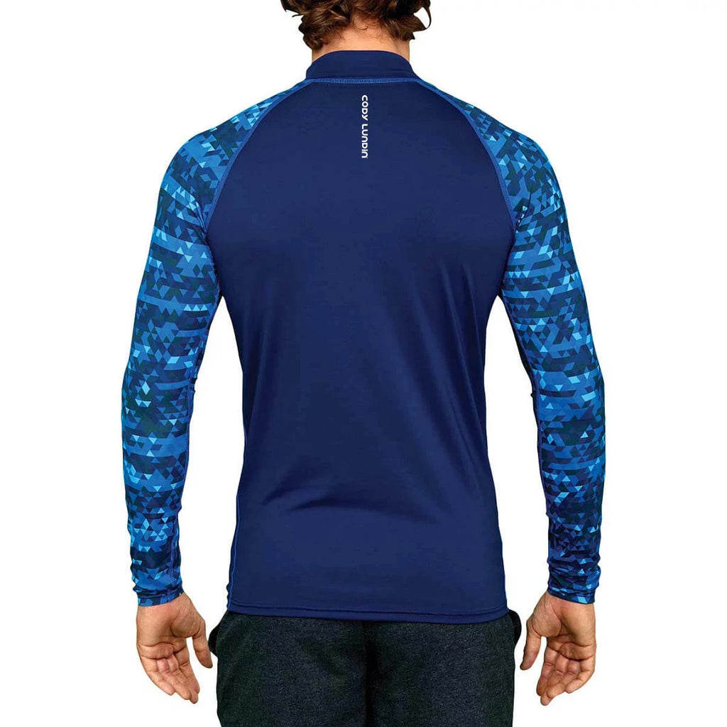 Herren UPF 50+ Kompressions-Rollkragen-Schwimm-Trainingsshirt Fitnessstudio Fitness-T-Shirt Surf-Sport-Rashguard Individuelles Logo Angel-Oberteil