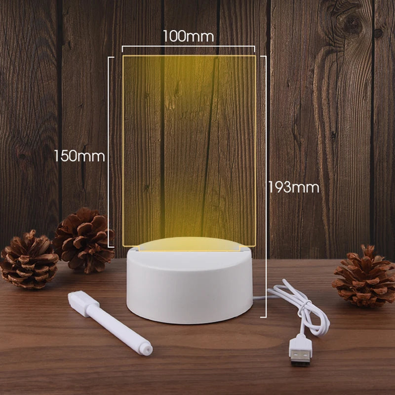 Message Board Night Light Lamp baby Transparent Acrylic Led Lights 3D Writing Board Night Lights For Bedroom Desk