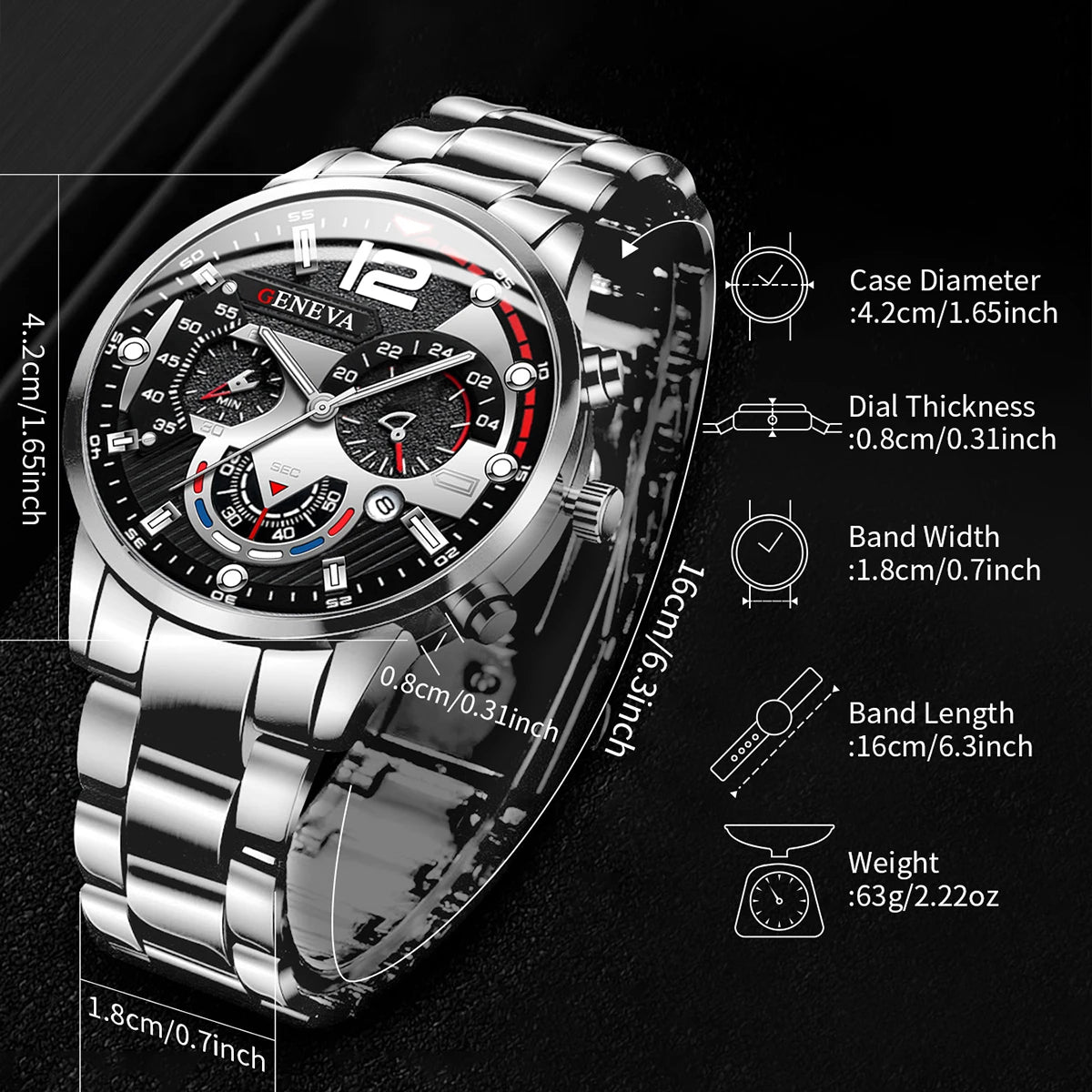 Modische Herrenarmbanduhr Edelstahlarmband Analog Quarz Armbanduhr mit Kalender