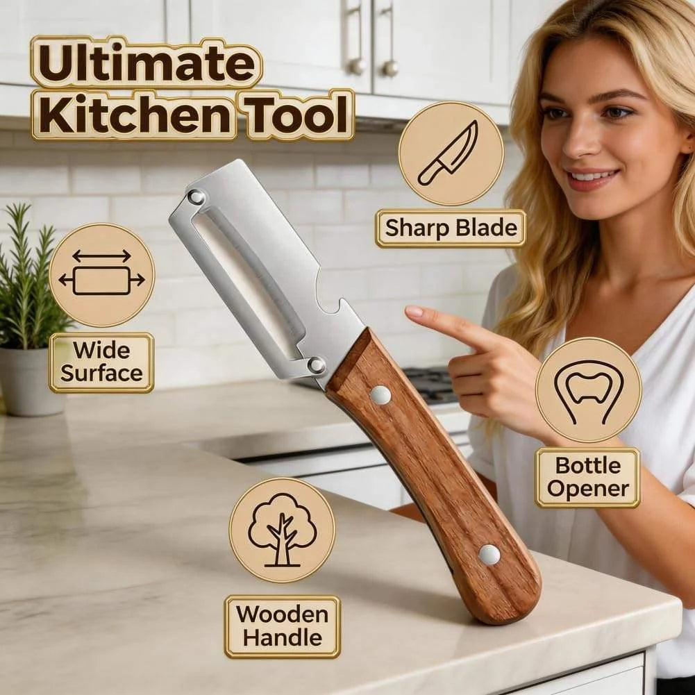 2PC Set Kitchen Peeler Stainless Steel Vegetable Peeler Wooden Handle For Peeling And Slicing Fruits And Vegetables Kitchen Tool