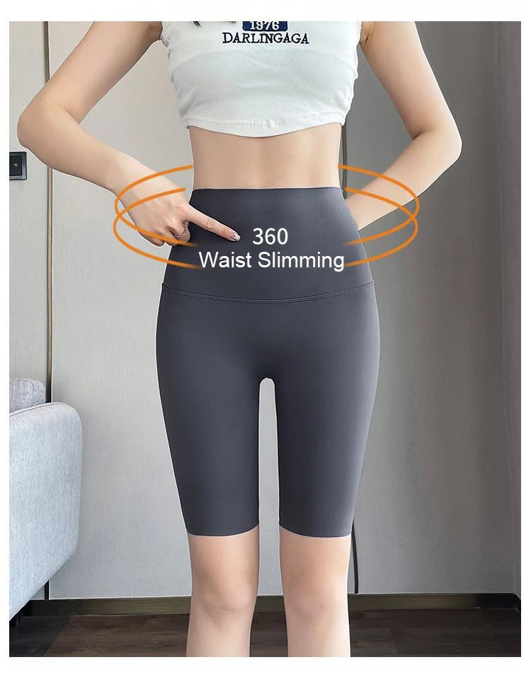 BIVIGAOS Liquid Cycling Shorts Women Honeycomb High Waist Tummy Control Butt Lifter Seamless Fitness Sports Biker Short Leggings
