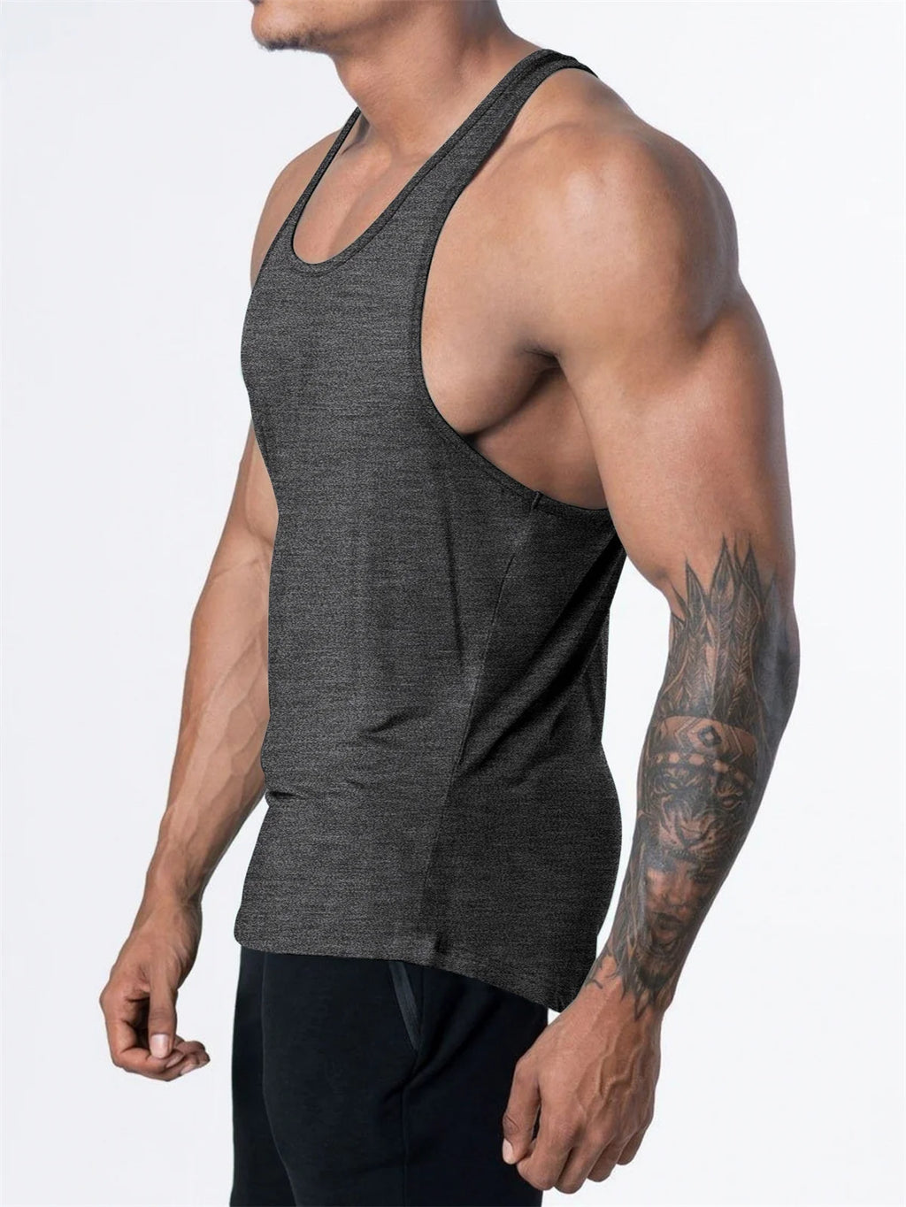 Schnelltrocknendes Bodybuilding Tank Top Herren Gym Fitness Sport Ärmelloses Shirt Männer Lässiges Skinny Stringer Singlet Weste Workout Kleidung