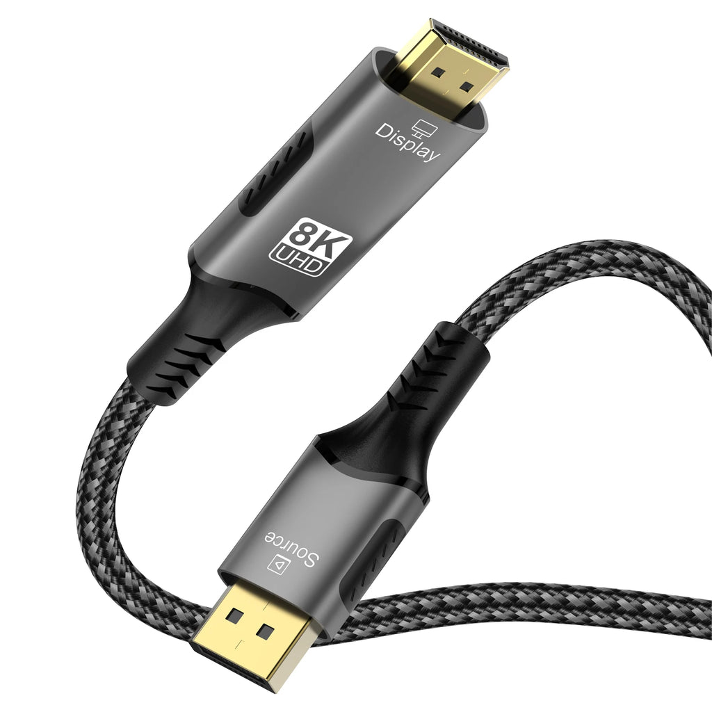 8K DisplayPort zu HDMI Kabel 8K@60Hz 4K@120Hz Uni-Direktionales DisplayPort auf HDMI Kabel Vergoldetes Kabel für HDTV Macbook Xbox