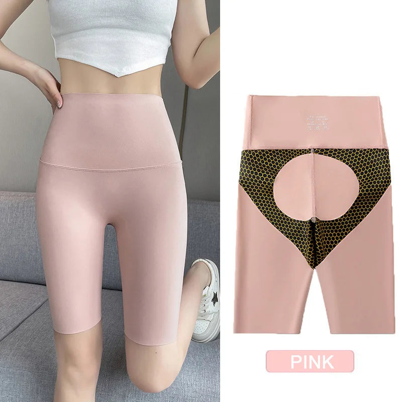 BIVIGAOS Flüssige Radlerhose Damen Wabenmuster Hoher Bund Bauchkontrolle Po-Former Nahtlos Fitness Sport Biker Shorts Leggings