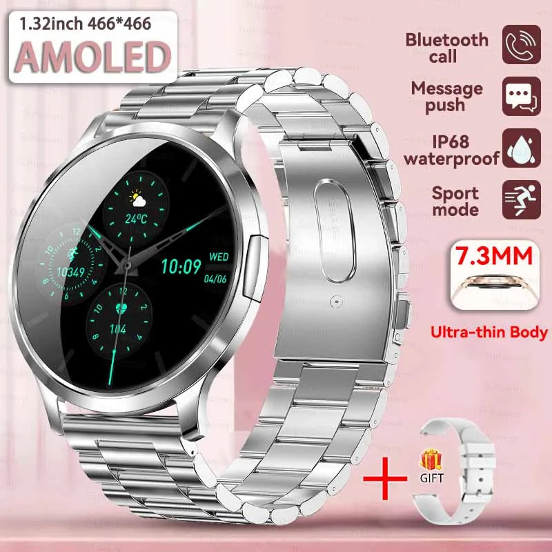 2025 NEW Smart Watch Women 1.32"AMOLED Sport Fitness Bracelet Custom Dial Watches Men Heart Rate  Bluetooth Call lady Smartwatch