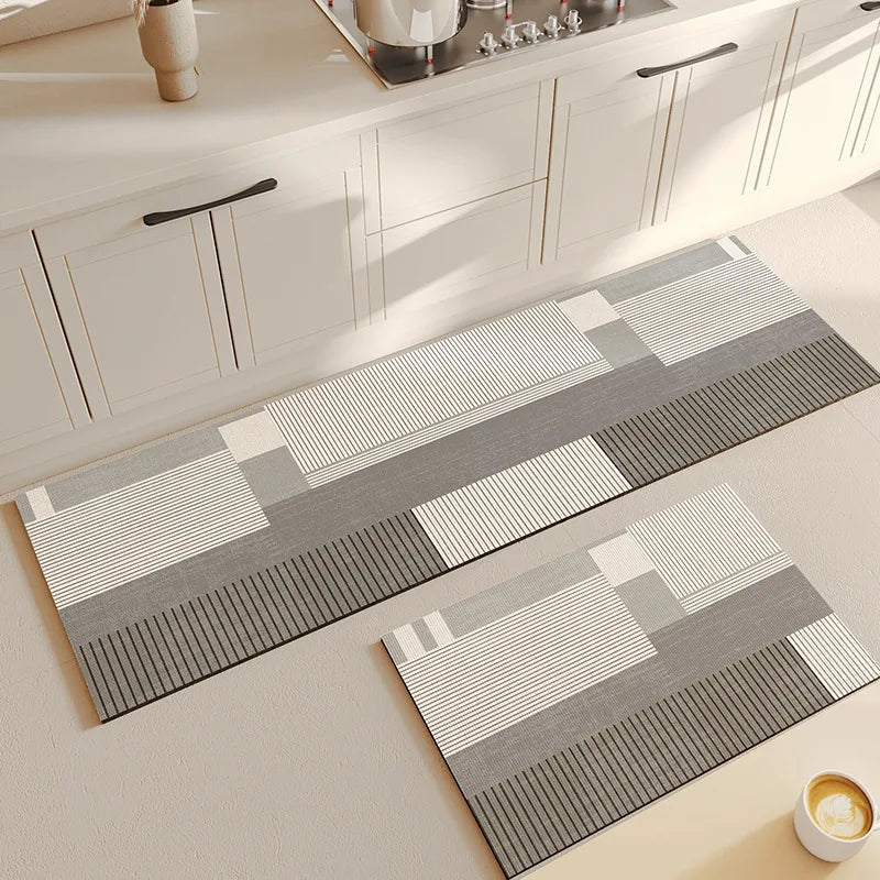 Kitchen Mat: Household Water- and Oil-Absorbent Dining Room Mat—Minimalist, Non-Slip Diatomaceous Earth Mat
