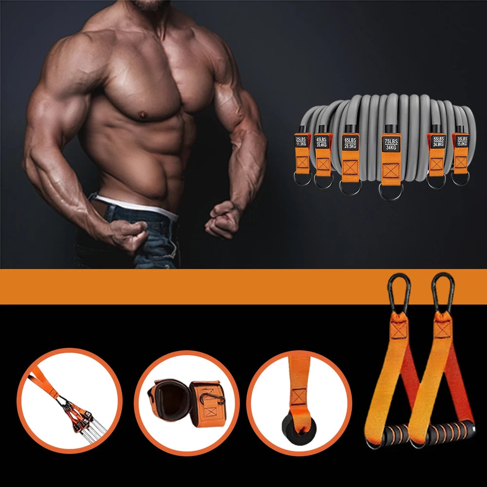 Widerstandsbänder Fitnessbänder Set Hochbelastbare Trainingsbänder mit Griffen Gewichtsbänder Multifunktional für Yoga Home-Workouts
