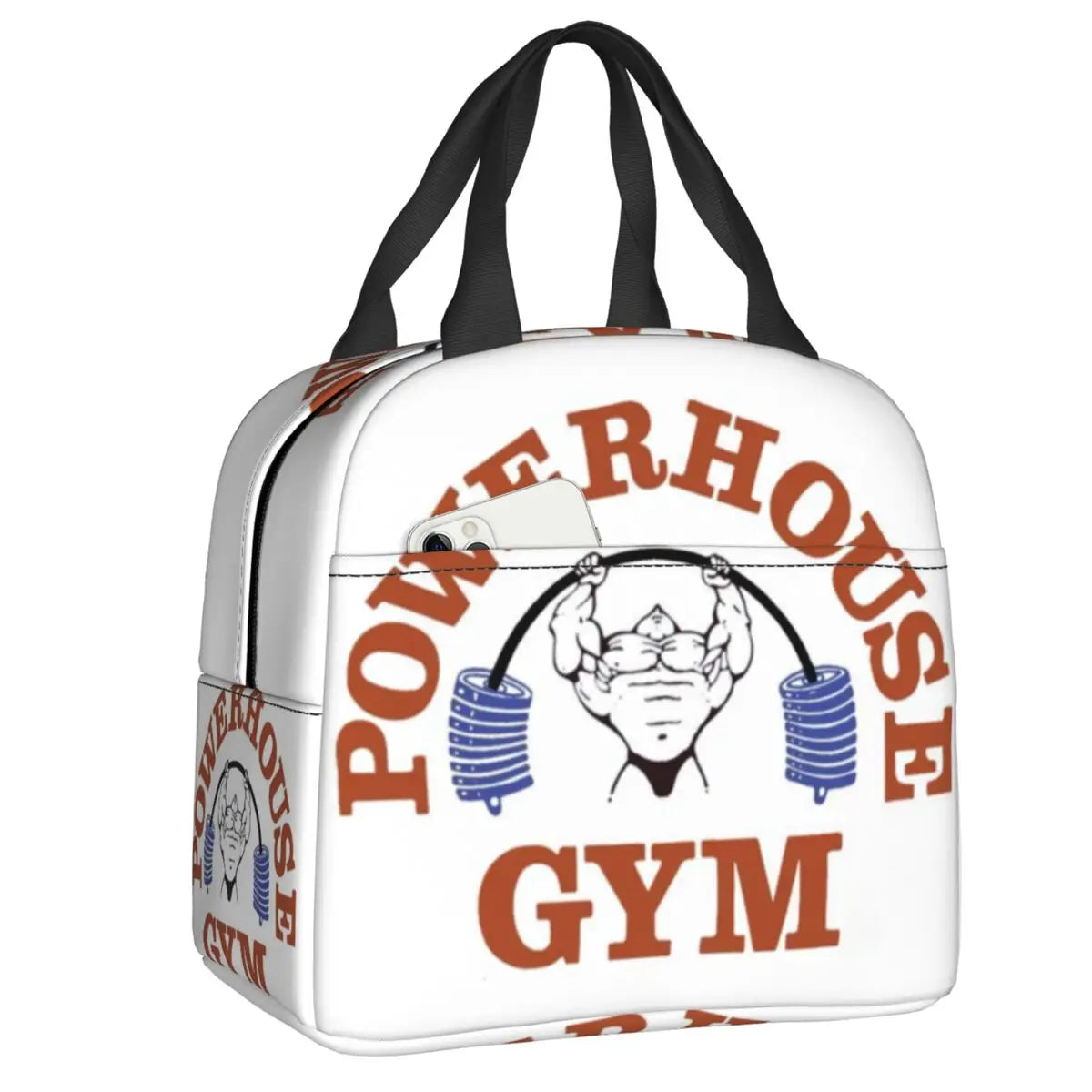 Powerhouse Gym Logo Insulated Lunch Bags for Work School Bodybuilding Fitness Portable Thermal Cooler Bento Box Women Kids