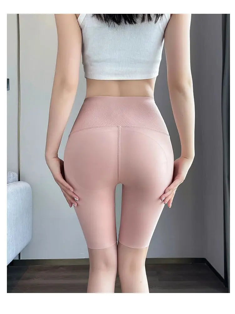 BIVIGAOS Liquid Cycling Shorts Women Honeycomb High Waist Tummy Control Butt Lifter Seamless Fitness Sports Biker Short Leggings