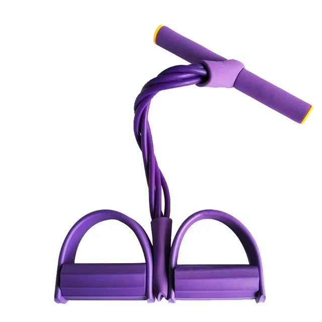 1PCS Multifunktions-Spannseil mit 4 Röhren, elastischer Yoga-Pedal-Puller-Widerstandsband, Naturkautschuk-Spannseil Fitnessgeräte
