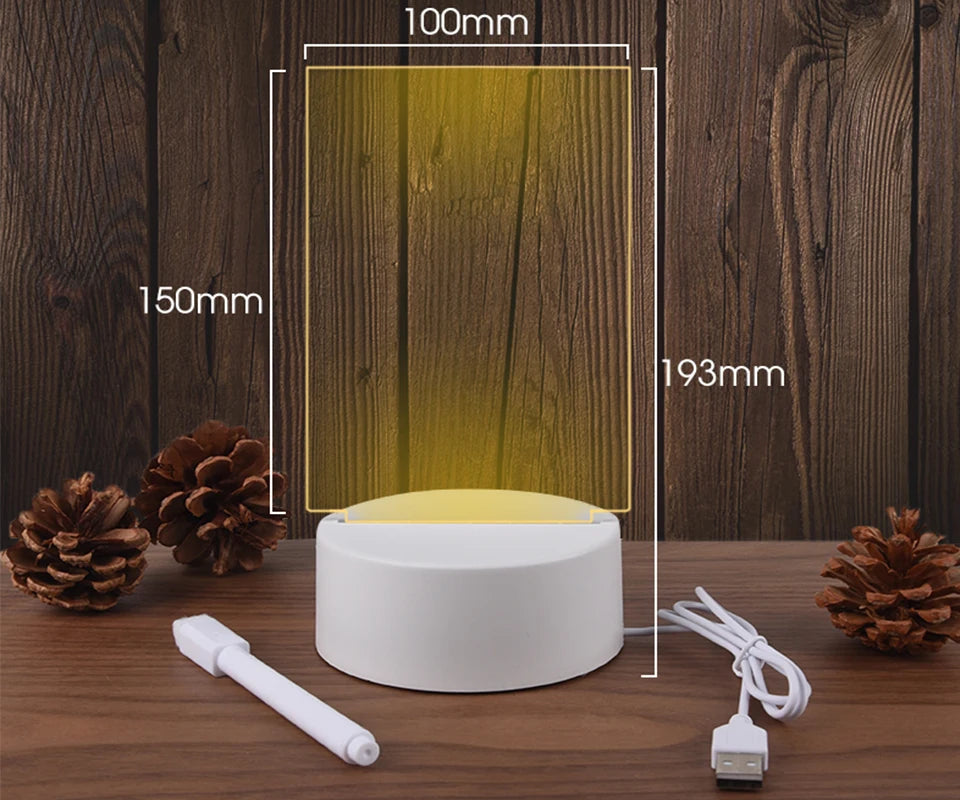Nachrichtenbrett-Nachtlicht-Lampe, Baby, transparentes Acryl-LED-Licht, 3D-Schreibbrett-Nachtlichter für Schlafzimmer und Schreibtisch