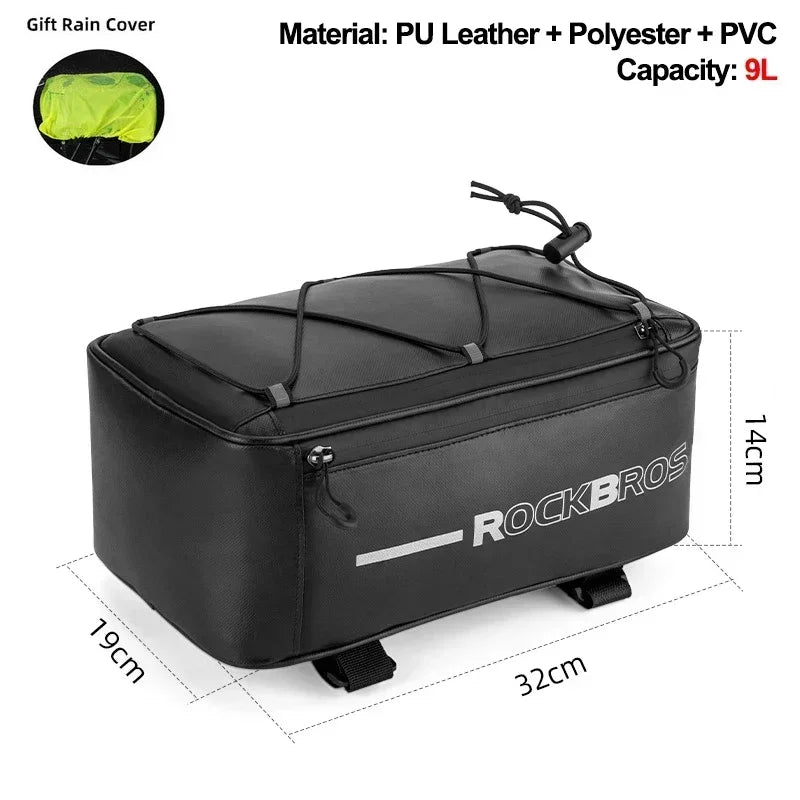 ROCKBROS Fahrradtasche 2-in-1 Reisefotografie Sport Fitness Umhängetasche PU Fahrradgepäckträger Rücksitz Aufbewahrungsbox Fahrradausrüstung