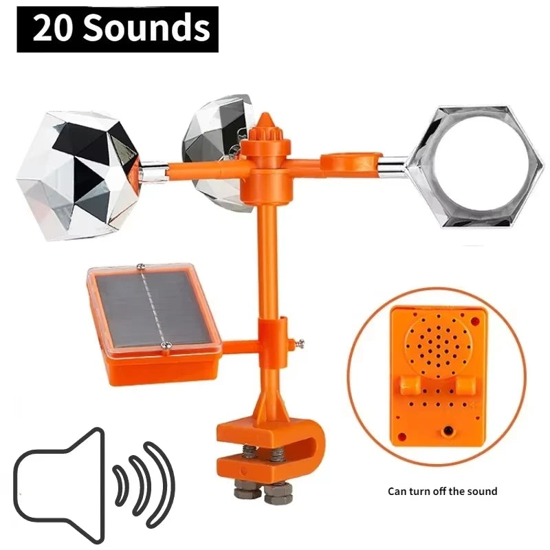 Automatische Vogelabwehr Solar & Windbetrieben 360° Drehbar mit Reflektierendem Klang zur Abschreckung für Garten, Hof und Außenbereiche