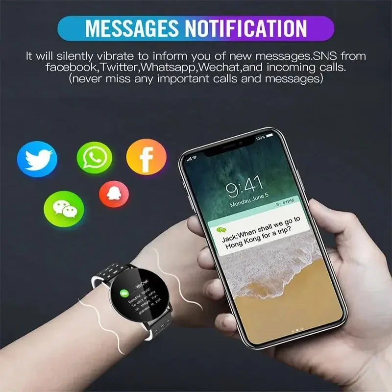Smartwatch LED Digitaluhr Wasserdichte Smartwatch 1,44" Bildschirm Full Touch Smartband Herzfrequenzmesser Fitness Tracker Uhr