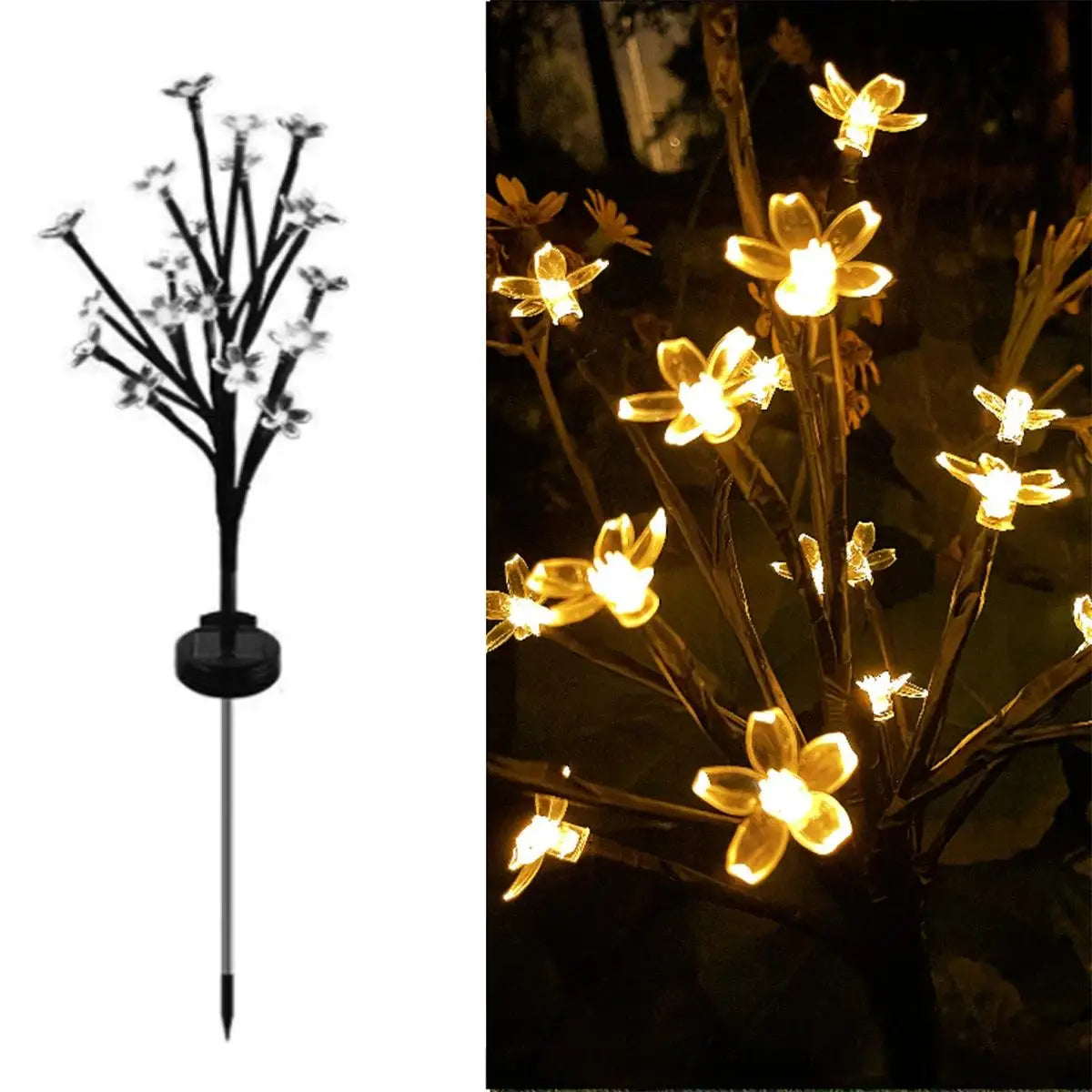 Solar Cherry Blossom Ground Lamp Waterproof Garden Powered Light Led Lights Landscape Flower Outdoor Atmosphere Pathway Lighting