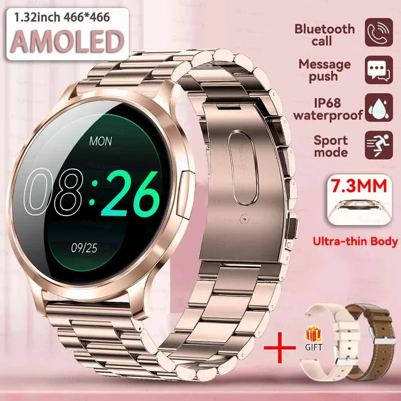 2025 NEW Smart Watch Women 1.32"AMOLED Sport Fitness Bracelet Custom Dial Watches Men Heart Rate  Bluetooth Call lady Smartwatch