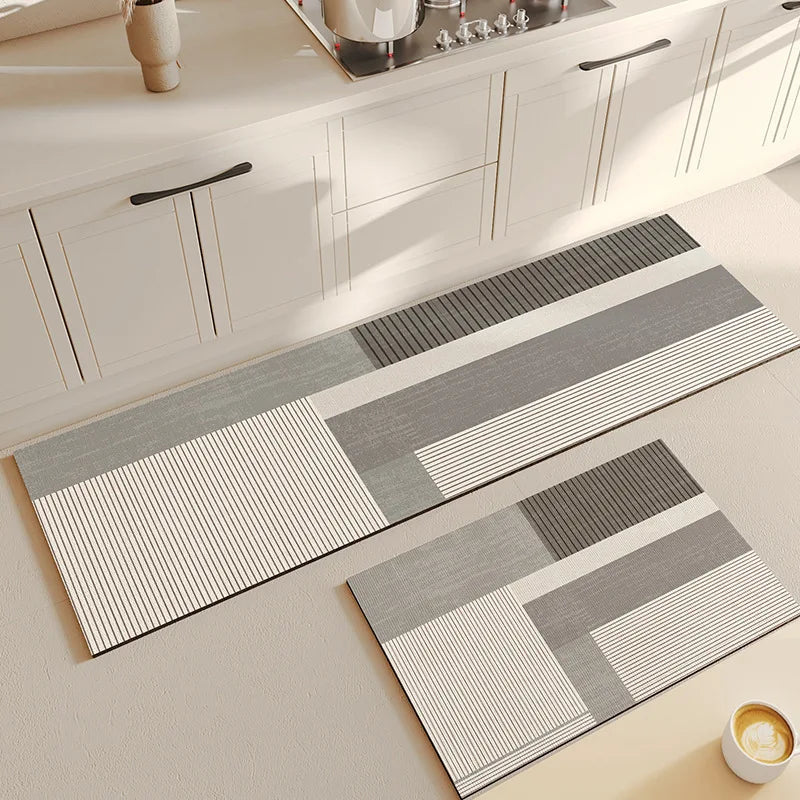 Kitchen Mat: Household Water- and Oil-Absorbent Dining Room Mat—Minimalist, Non-Slip Diatomaceous Earth Mat