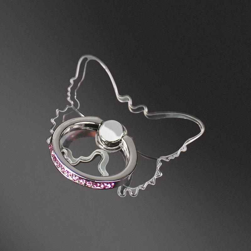 Transparenter Luxus-Schmetterlings-Fingerring-Handyhalter für iPhone 15 Smartphone-Sticker-Ständer-Zubehör faltbarer Halter