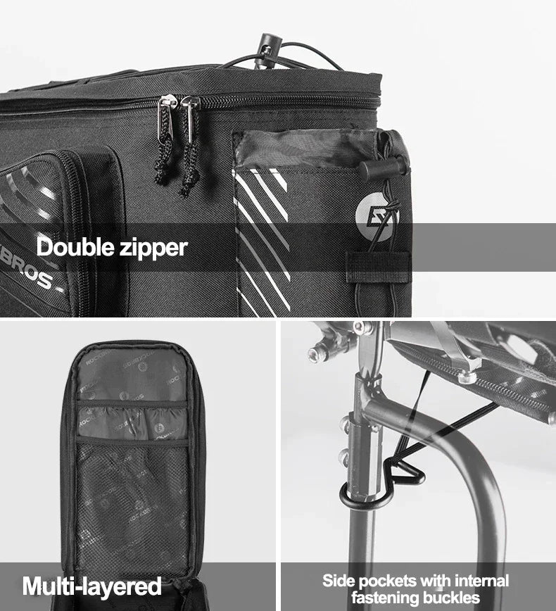 ROCKBROS Fahrradtasche 2-in-1 Reisefotografie Sport Fitness Umhängetasche PU Fahrradgepäckträger Rücksitz Aufbewahrungsbox Fahrradausrüstung