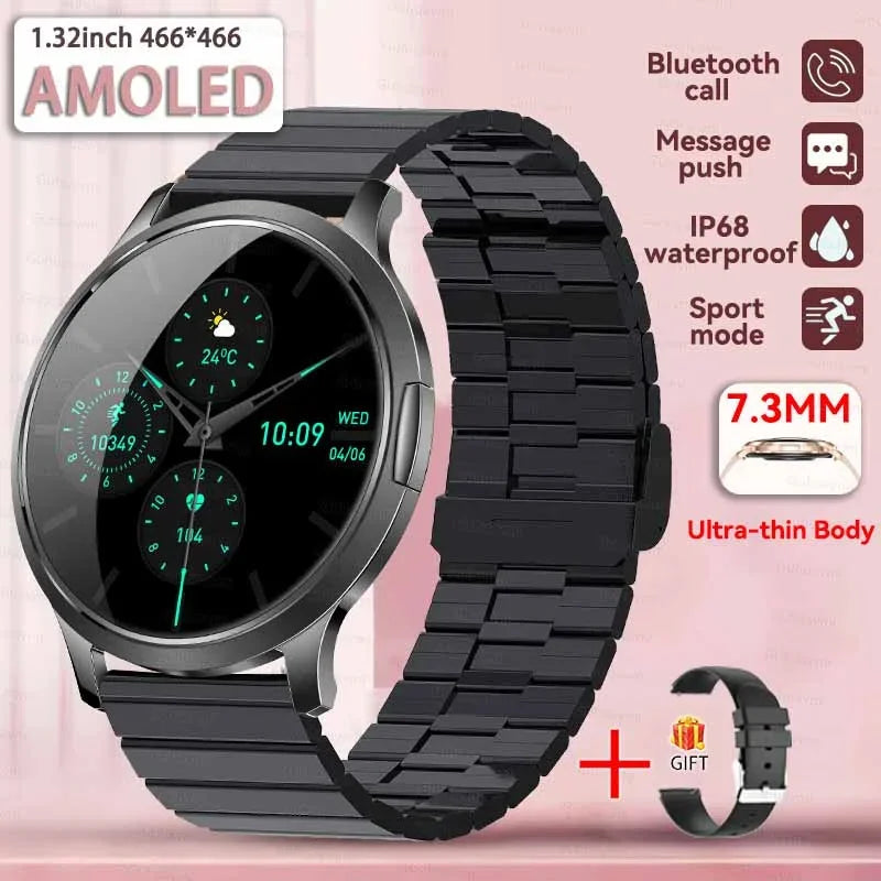 2025 NEW Smart Watch Women 1.32"AMOLED Sport Fitness Bracelet Custom Dial Watches Men Heart Rate  Bluetooth Call lady Smartwatch