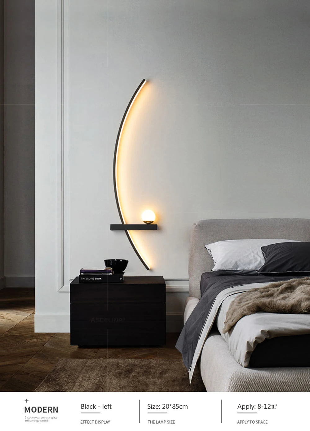 LED Wandlampe 55/105CM Smarte Fernbedienung Links Rechts Beleuchtung Wandleuchte Schlafzimmer Nachttisch Wohnzimmer Zuhause LED Lichter Leuchte
