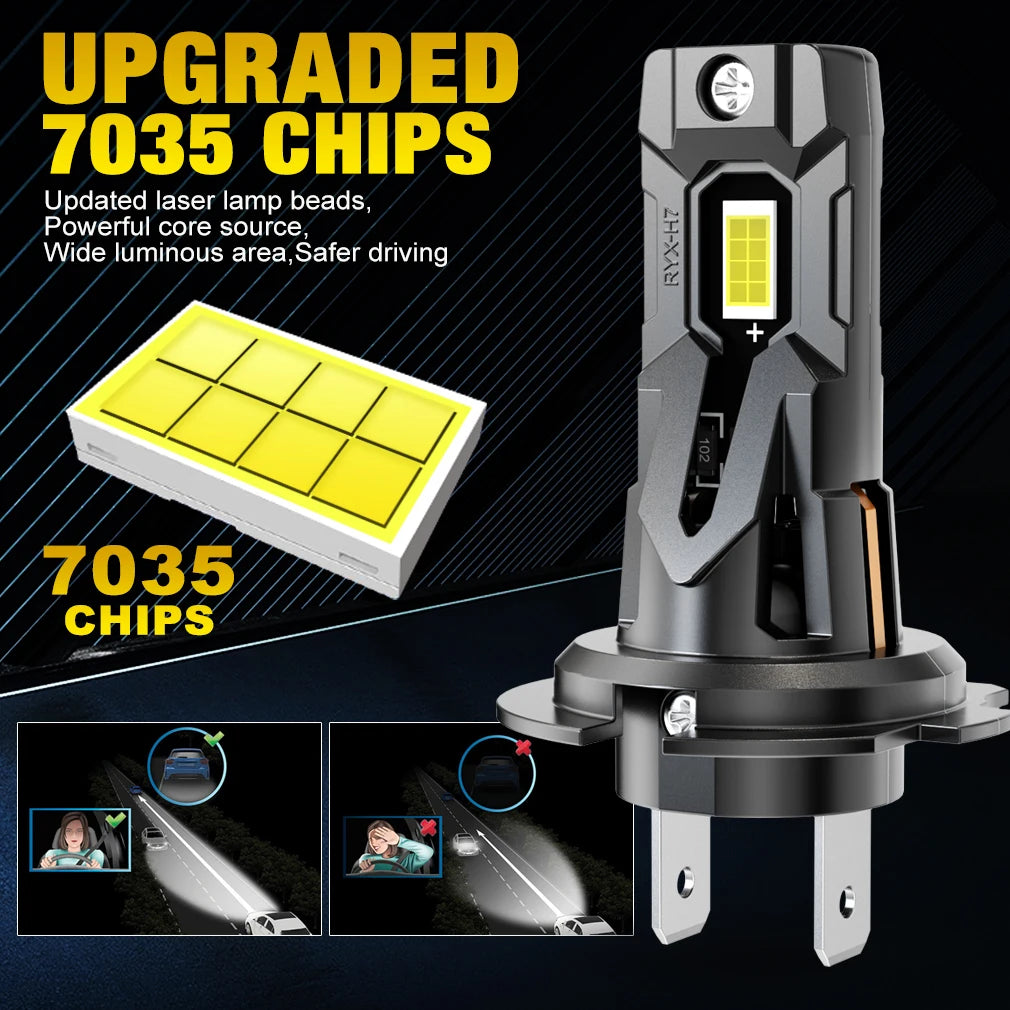 H7 Led Lights for Car 30000LM LED H7 Headlight Bulbs Canbus Auto Lamp 120W 7035 CSP Headlamp With Turbo Fan 6000K 12V