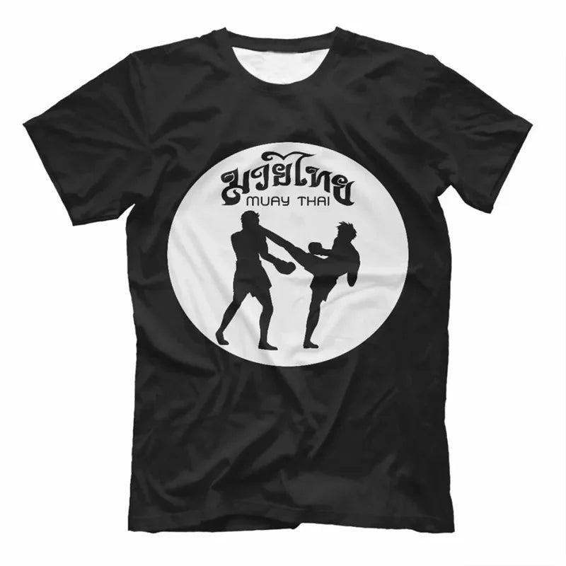Herren Boxen Muay Thai T-Shirt Mode Sommer Oversized T-Shirts Casual Herren Fitnessstudio Fitness Kampf Training Sportbekleidung
